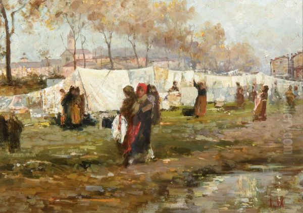 The washerwomen Oil Painting by Luigi Nono