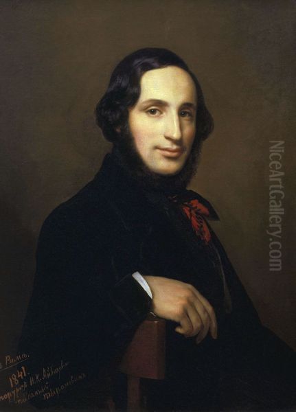 The portrait of Ivan Aivazovsky Oil Painting by Alexey Vassilievich Tyranov