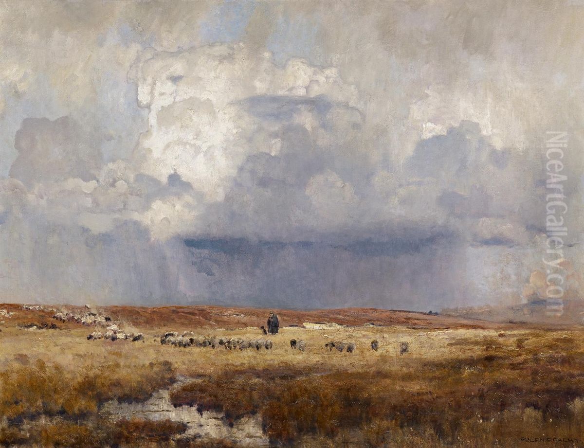 Shepherd with his flock Oil Painting by Eugen Bracht
