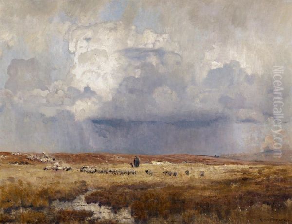 Schafer mit seiner Herde Oil Painting by Eugen Bracht