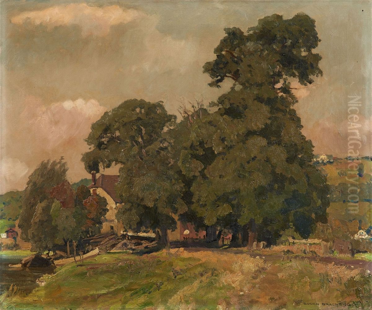 Bootshaus an der Ruhr Oil Painting by Eugen Bracht