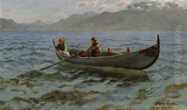 Bootsfahrt bei Balestrand Oil Painting by Hans Dahl