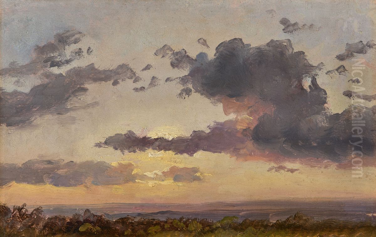 Skyer ved solnedgang Oil Painting by Johan Wilhelm Ludwig Dahl