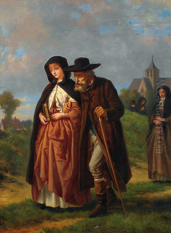 Sonntaglicher Kirchgang. Oil Painting by Karl Friedrich Lessing