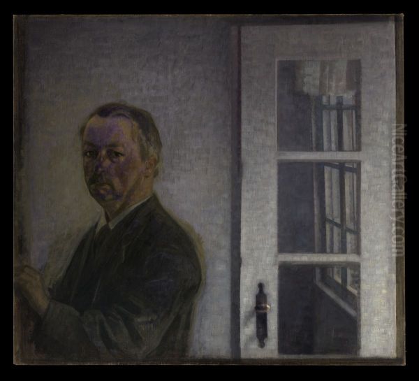 Self-Portrait at Spurveskjul Oil Painting by Vilhelm Hammershoi