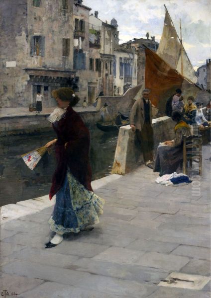 She is a model Oil Painting by Ettore Tito