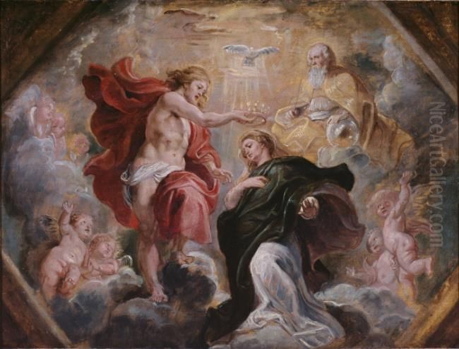 Coronation of the Virgin Oil Painting by (studio of) Rubens, Peter Paul