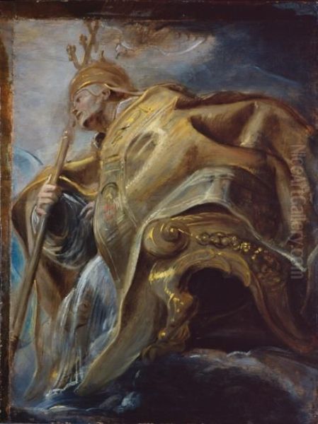 Saint Gregory the great adoring the madonna Oil Painting by Peter Paul Rubens