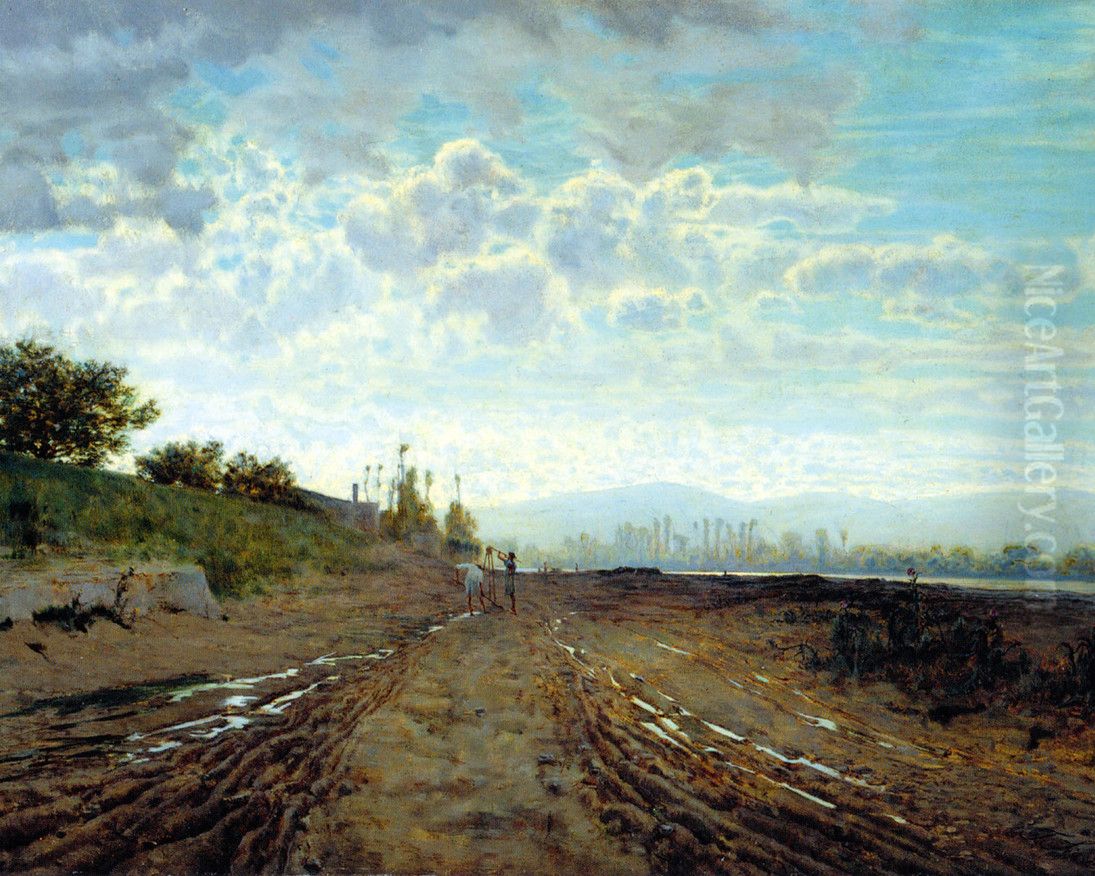 One morning on the Arno river Oil Painting by Telemaco Signorini One morning on the Arno river Oil Painting by Telemaco Signorini