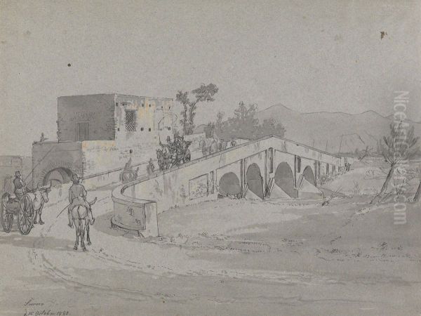 The Bridge at Sarno Oil Painting by Johan Wilhelm Ludwig Dahl