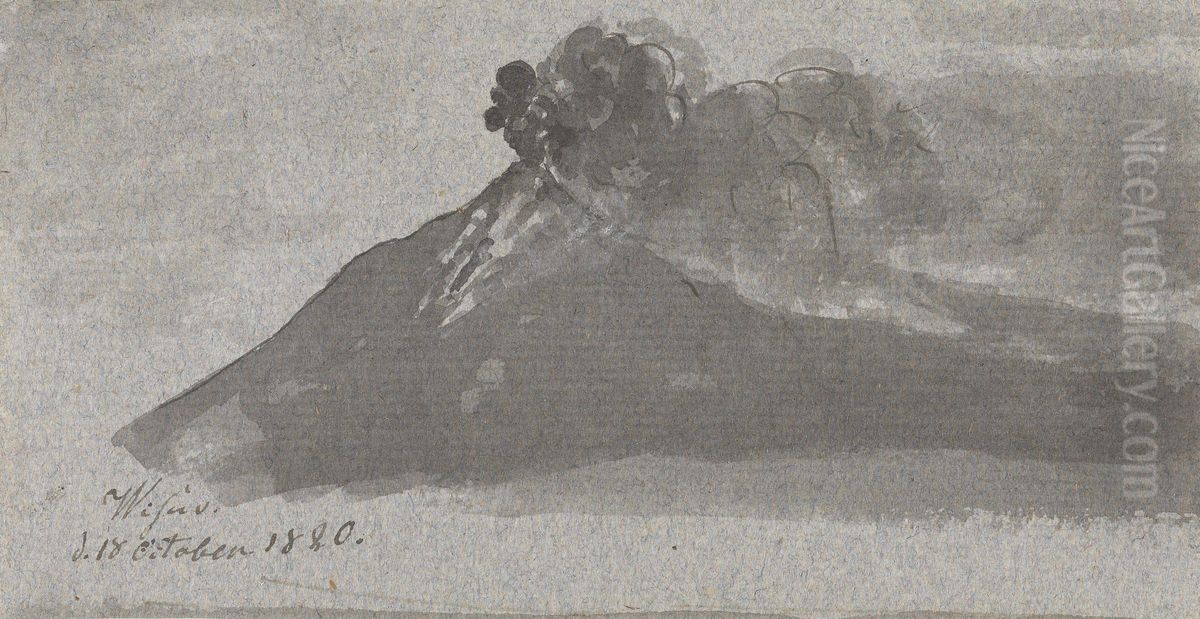 Eruption du Vesuve Oil Painting by Johan Wilhelm Ludwig Dahl