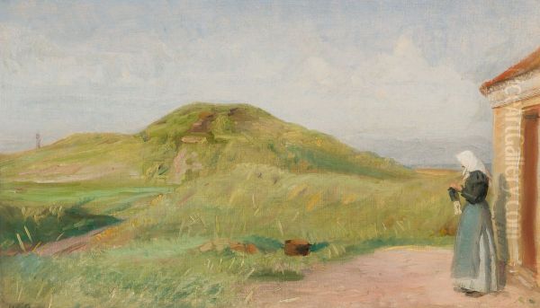 A house near Fyrbakken, Skagen. Oil Painting by Michael Peter Ancher