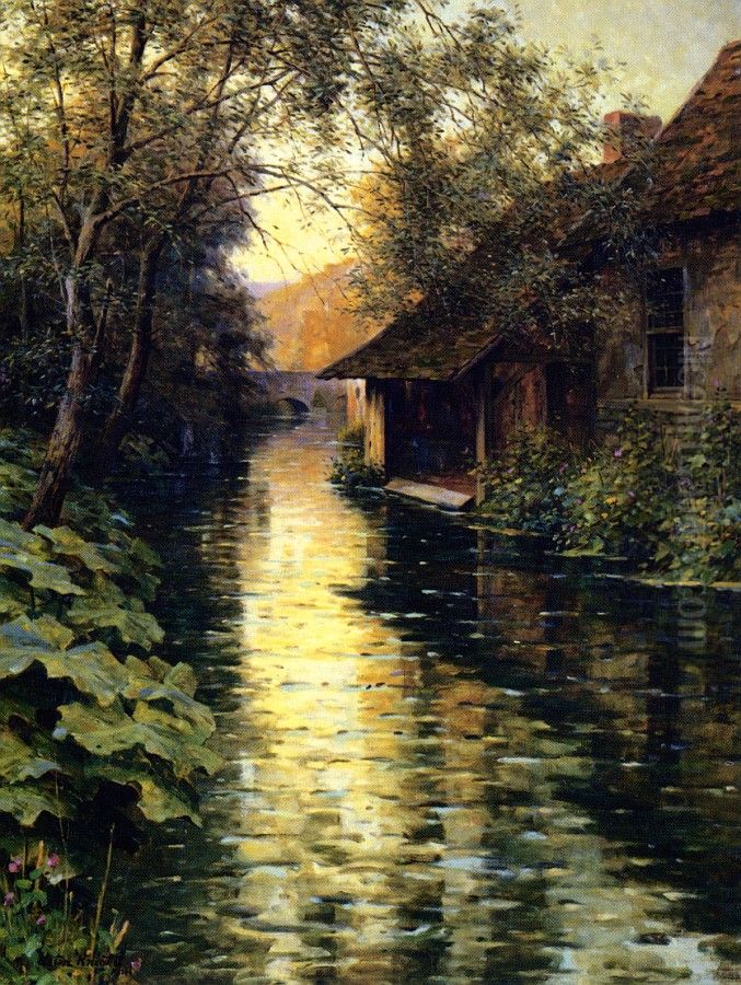 Boathouse on a Stream Oil Painting by Louis Aston Knight