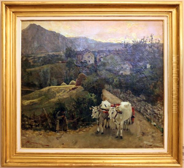Buoi a Pietramala Oil Painting by Telemaco Signorini