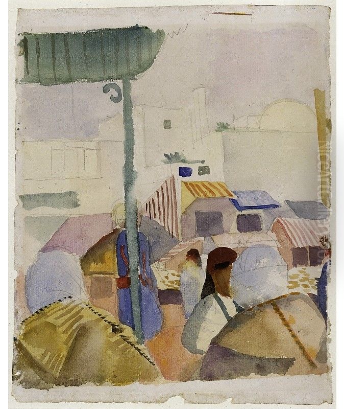 Markt in Tunis II Oil Painting by August Macke
