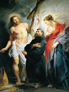San Agustin entre Cristo y la Virgen