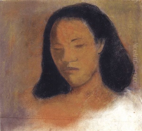 Tete de Tahitienne Oil Painting by Paul Gauguin