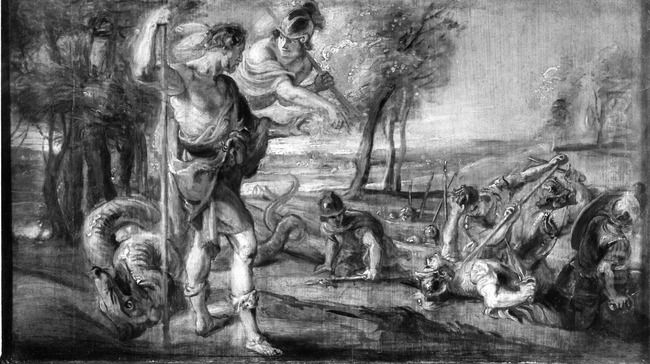 Cadmus and Minerva (Ovid, Metamorphoses, III, 95-114) Oil Painting by (studio of) Rubens, Peter Paul
