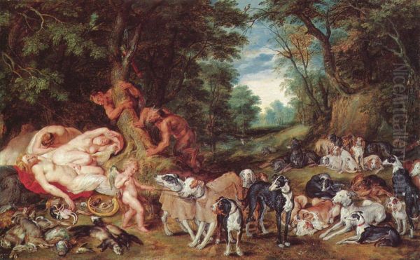 Nymphen, Satyrn und Hunde Oil Painting by Peter Paul Rubens