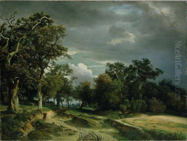 The Path on the Edge of the Wood Oil Painting by Johann Wilhelm Schirmer