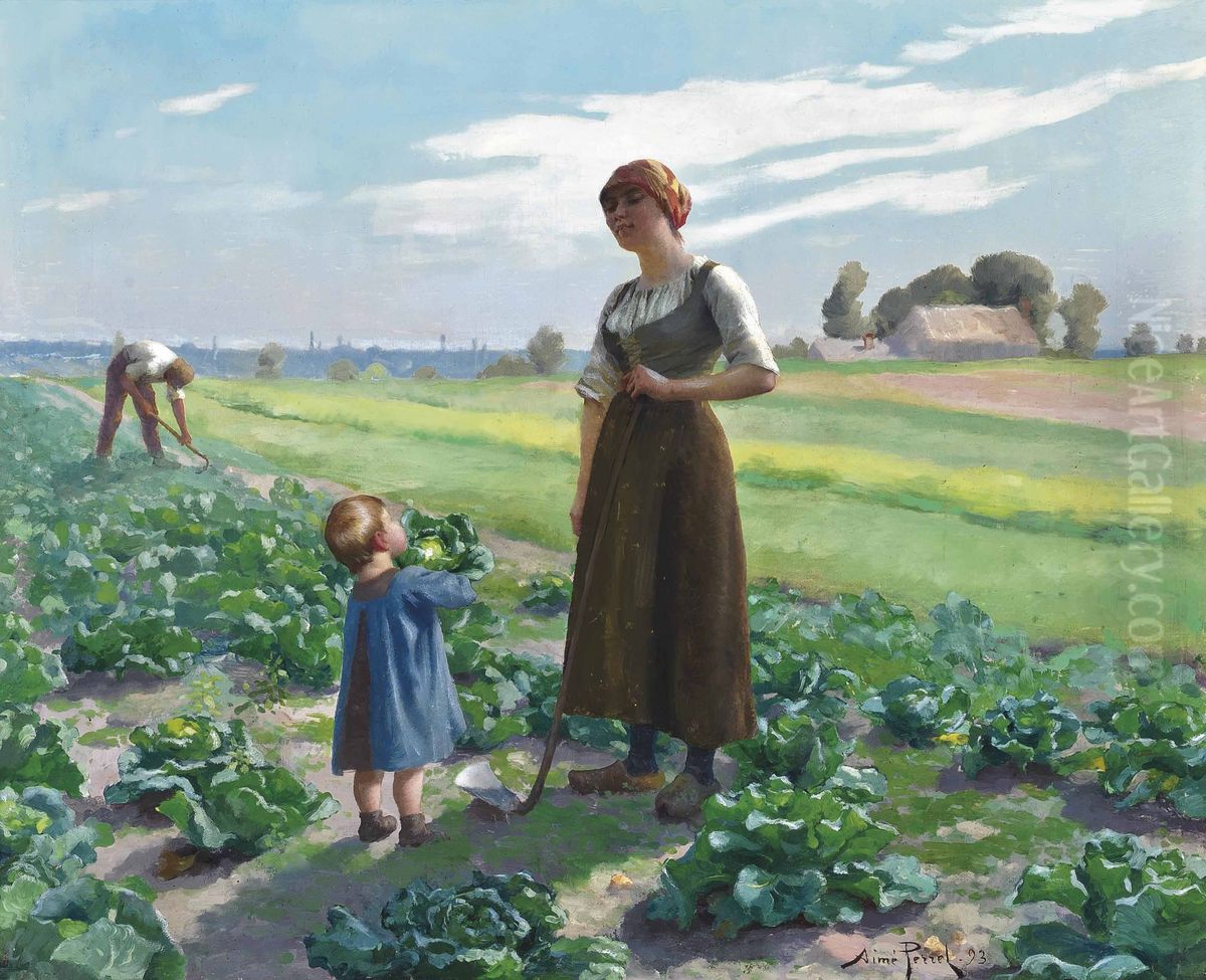My little cabbage! Oil Painting by Aime Perret