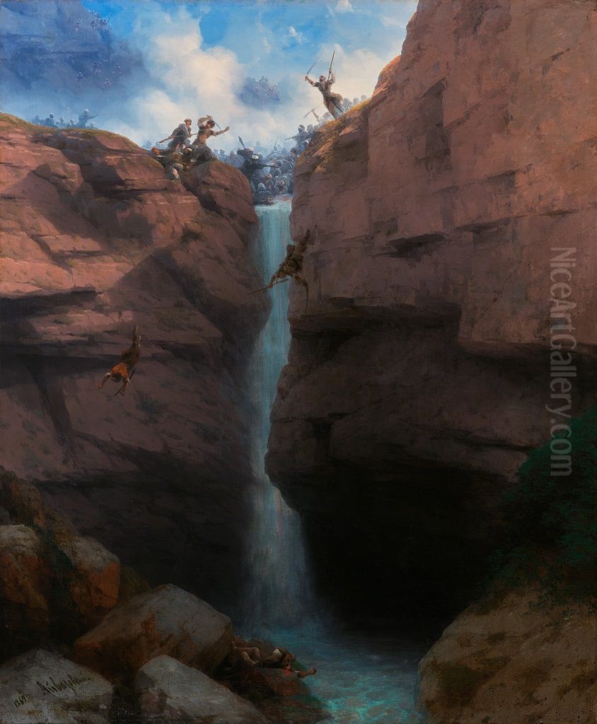 Zusammenstosse zwischen den Shirvans und den Murids auf Gunib Oil Painting by Ivan Aivazovsky