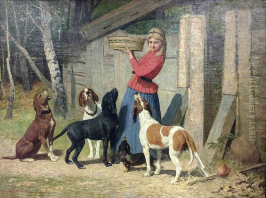 Des Waidmanns Tochterlein Oil Painting by Albert Becker