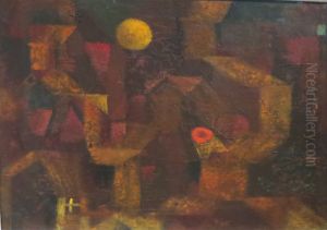 Abstract Architectural Composition with Dark Yellow Ball