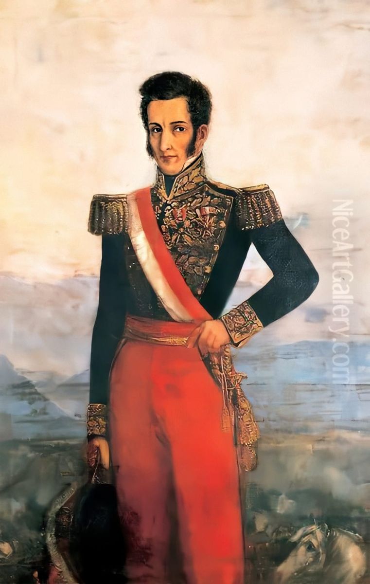 Grand MarshalJose de La Mar(1776-1830), Constitutional President of Peru Oil Painting by unknown