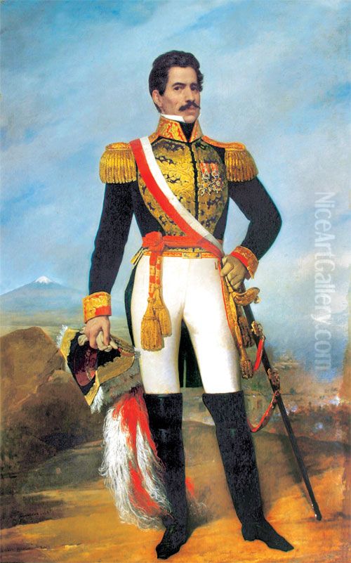 Gran Mariscal D. Ramon Castilla , 1845 Oil Painting by Raymond Monvoisin