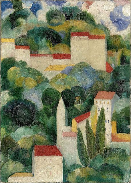 Bellevue Oil Painting by Amadeo De Souza Cardoso