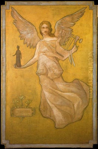 La Poesia mistica Oil Painting by Edmond Aman-Jean