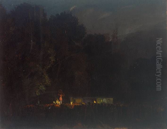 Nachtliches Fest vor Waldhintergrund Oil Painting by Amandus Faure