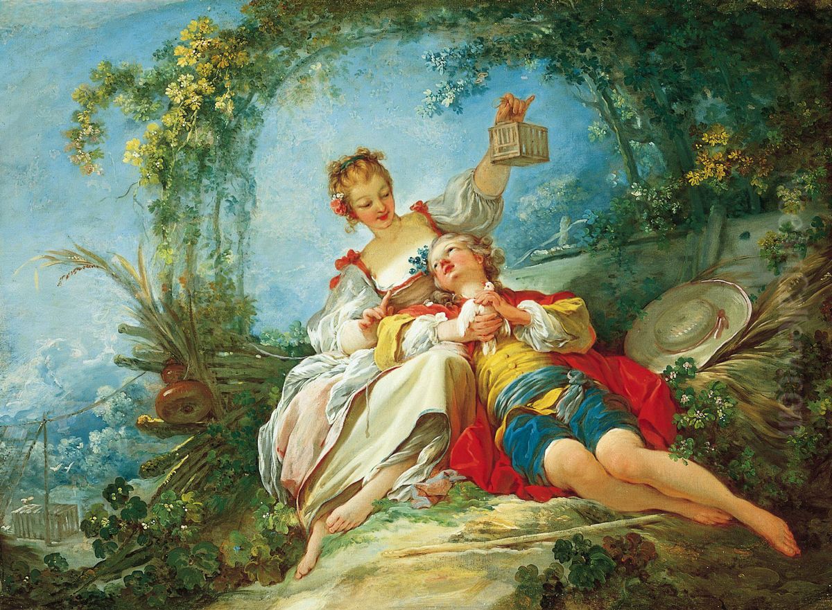 Happy Lovers Oil Painting by Jean-Honore Fragonard