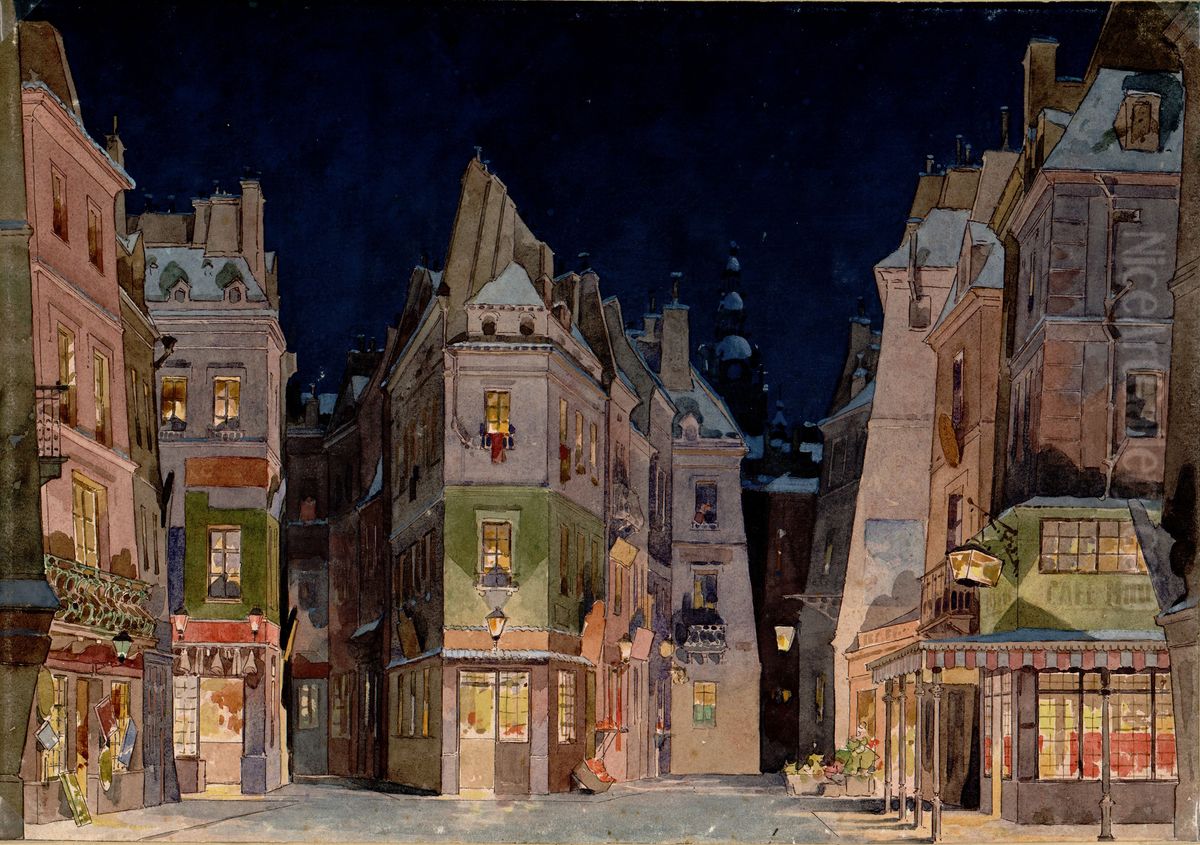 Al quartiere latino Oil Painting by Adolfo Hohenstein