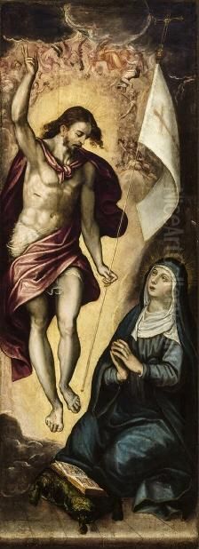 Aparicion de Cristo resucitado a la Virgen Oil Painting by Luis de Vargas