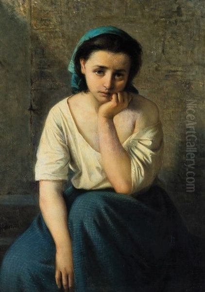 The thoughtful woman Oil Painting by Ignazio Affanni