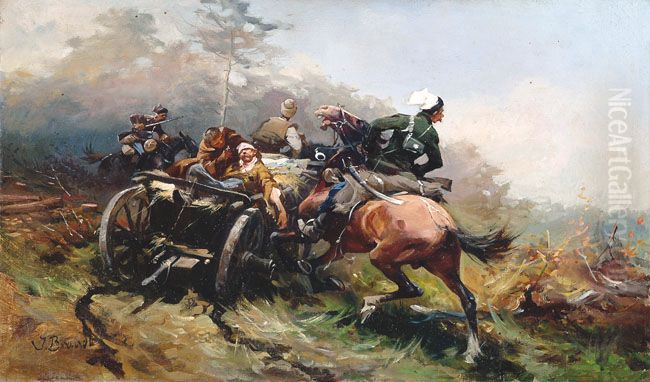 After the battle Oil Painting by Jozef Brandt