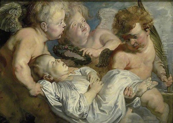 A dead Child carried to Heaven by Angels Oil Painting by Peter Paul Rubens