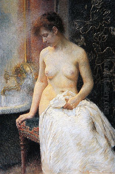 The Bath Oil Painting by Vlaho Bukovac