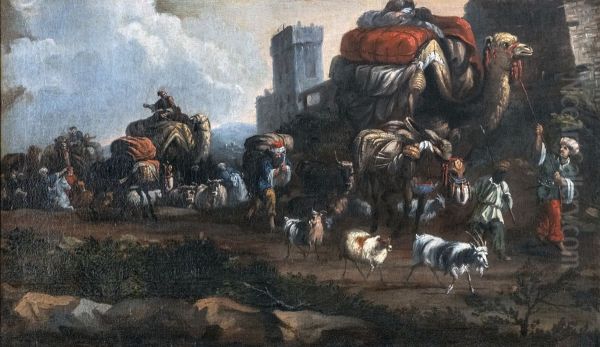Landscape with Caravan Oil Painting by Johann Anton Eismann