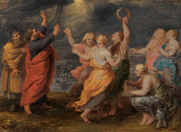 Moses, Aaron and Miriam and other women celebrate the crossing of the Red Sea (Exodus 15: 1-21) Oil Painting by (studio of) Rubens, Peter Paul