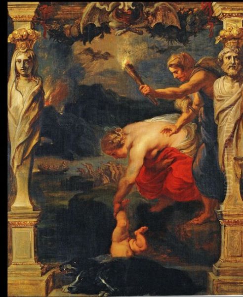 Achilles dipped into the river Styx Oil Painting by (studio of) Rubens, Peter Paul
