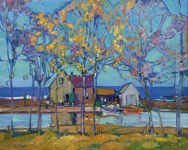 Fishermen's Cottages Oil Painting by Allen Gilbert Cram