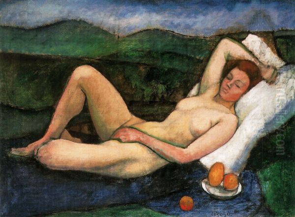 Reclining Nude Oil Painting by Dezso Czigany