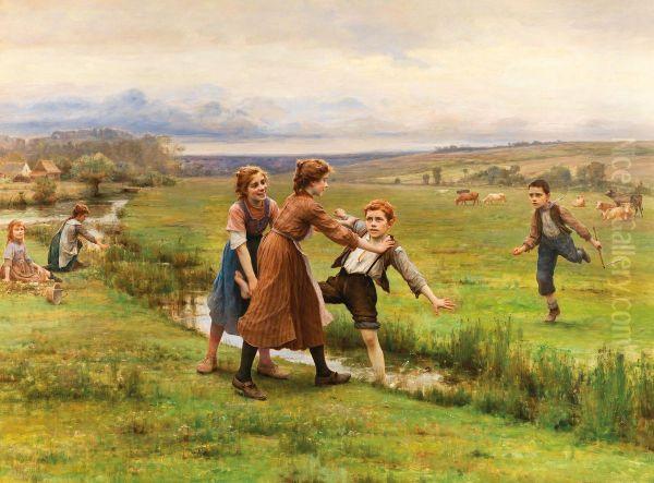 Mischievous children Oil Painting by Cesar Pattein