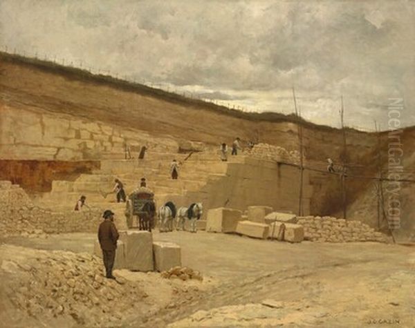 The Quarry of Monsieur Pascal near Nanterre Oil Painting by Jean-Charles Cazin