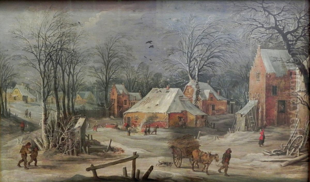 Dorfstrasse im Winter Oil Painting by Joos de Momper the Younger