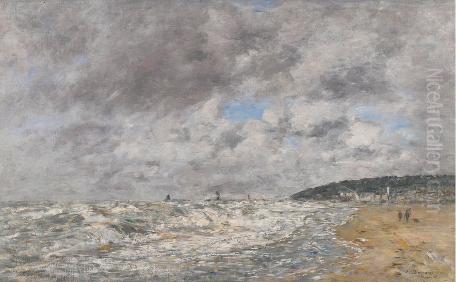 DEAUVILLE, LE RIVAGE PAR GROS TEMPS Oil Painting by Eugene Louis Boudin