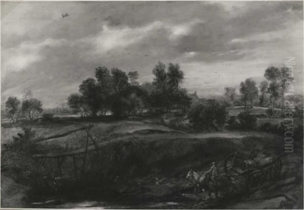 Landscape with a carriage Oil Painting by (studio of) Rubens, Peter Paul